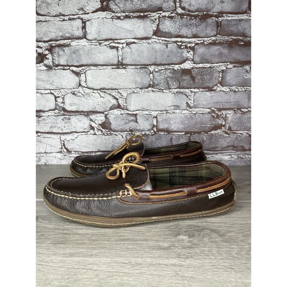 L.L. Bean Other - L.L. Bean Pebble Brown Leather Moccasin Slip On Loafers Shoes Men Sz 10M US/43EU